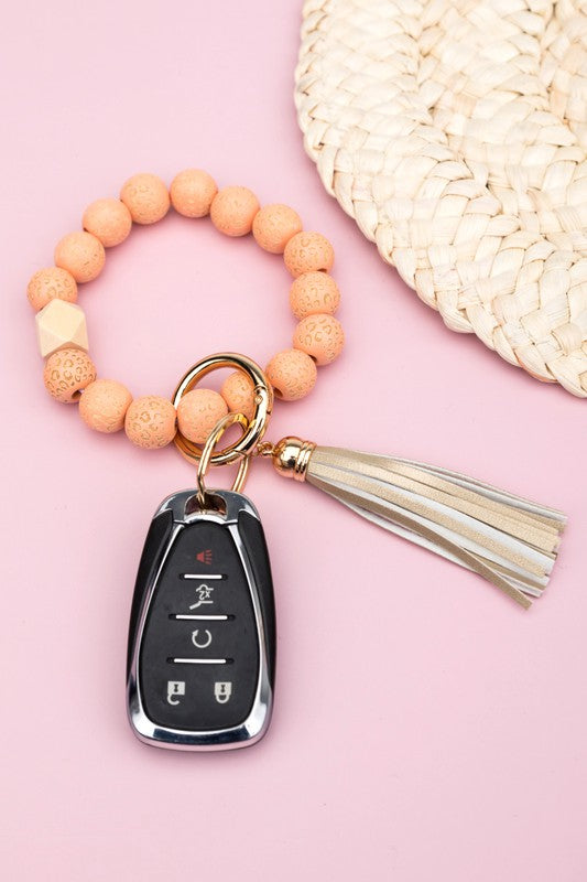 Leopard Beaded Key Ring