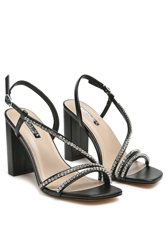 HORIZON RAISINS PIE EMBELLISHED BLOCK HEEL SANDALS