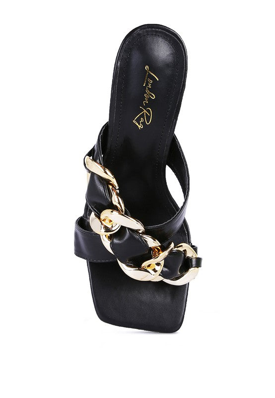 WANDY CLEAR HEEL CHAIN DETAIL SANDALS