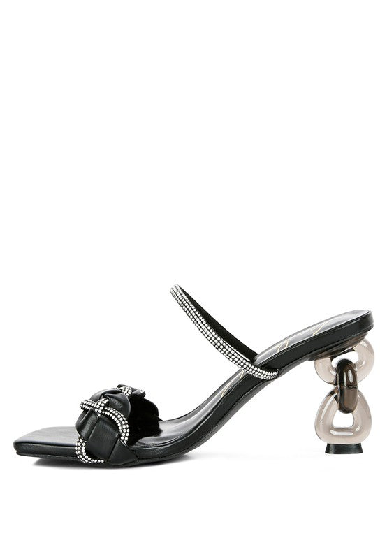 Big Plan Diamante Detail Mid Heel Sandals