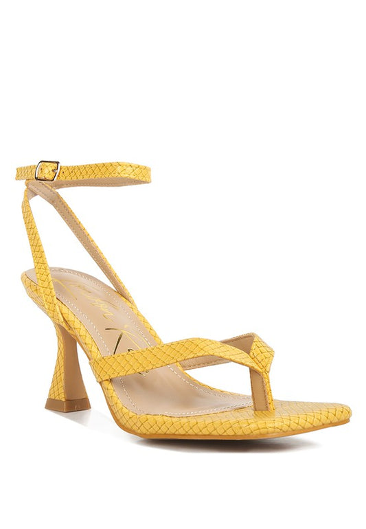 CELTY Ankle Strap Spool Heel Thong Sandals