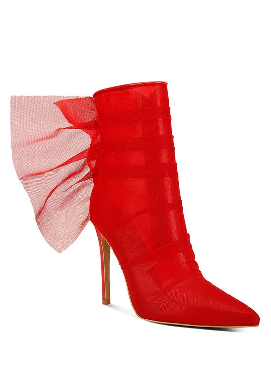 Princess Organza Wrapped Style Heeled Ankle Boots