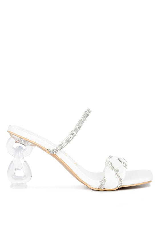 Big Plan Diamante Detail Mid Heel Sandals