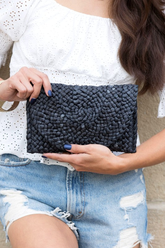 Fold Over Straw Clutch