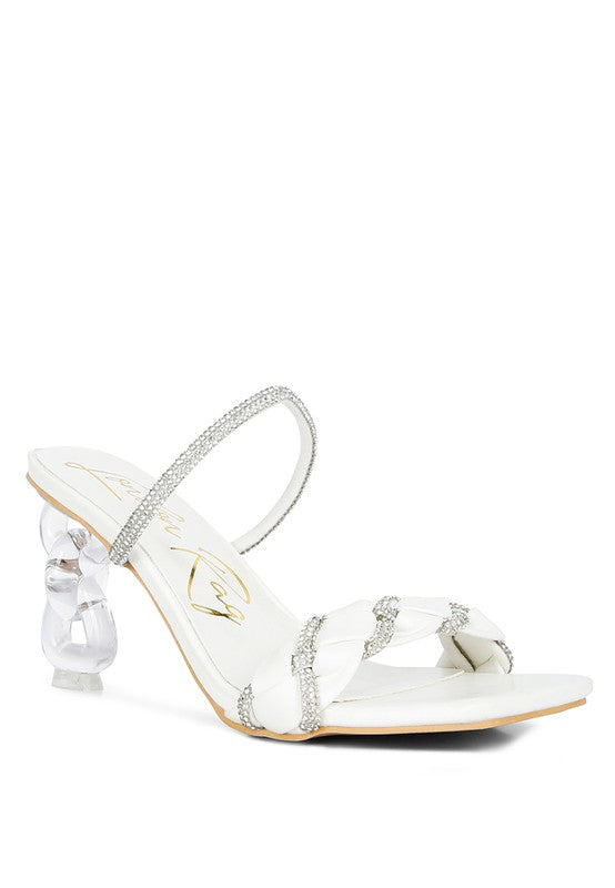 Big Plan Diamante Detail Mid Heel Sandals