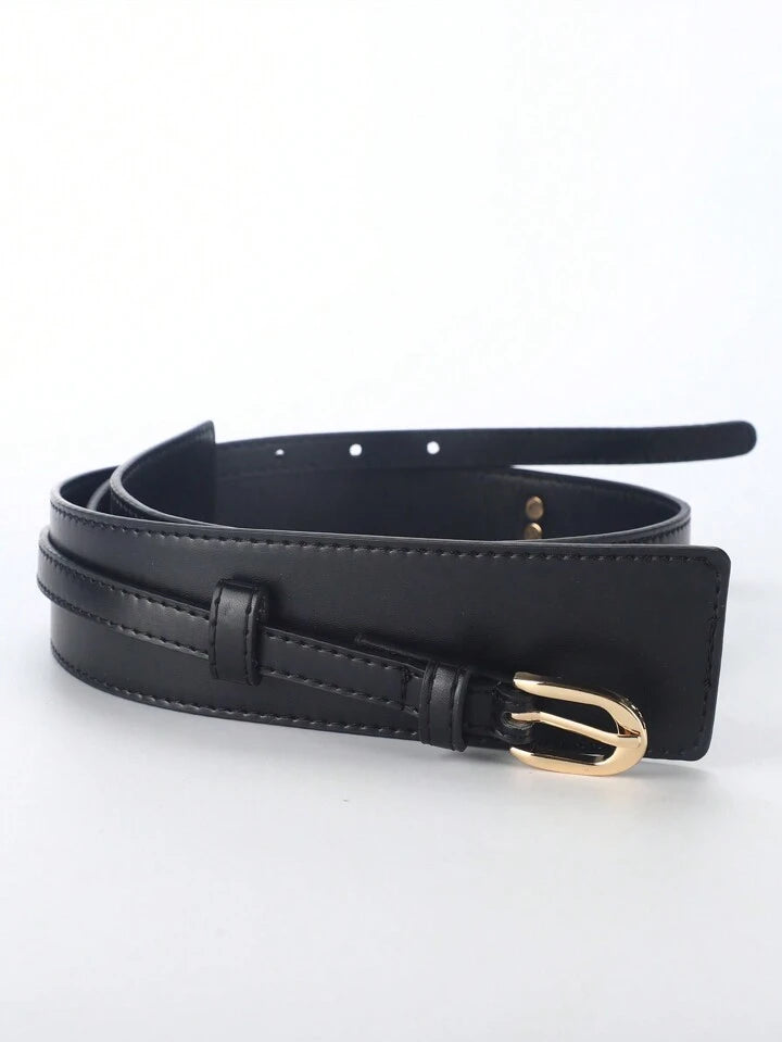 Simple Style Metal Buckle Belt For Coats And Dresses