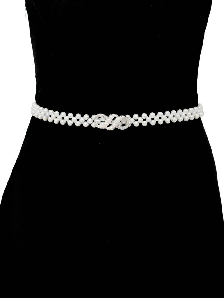 Elegant Boho Faux Pearl Decor Belt Dress Belt