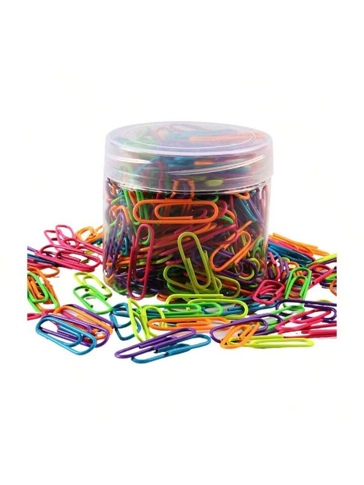 200pcs Assorted Color Paper Clips In Jar