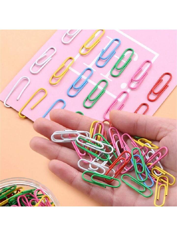 200pcs Assorted Color Paper Clips In Jar