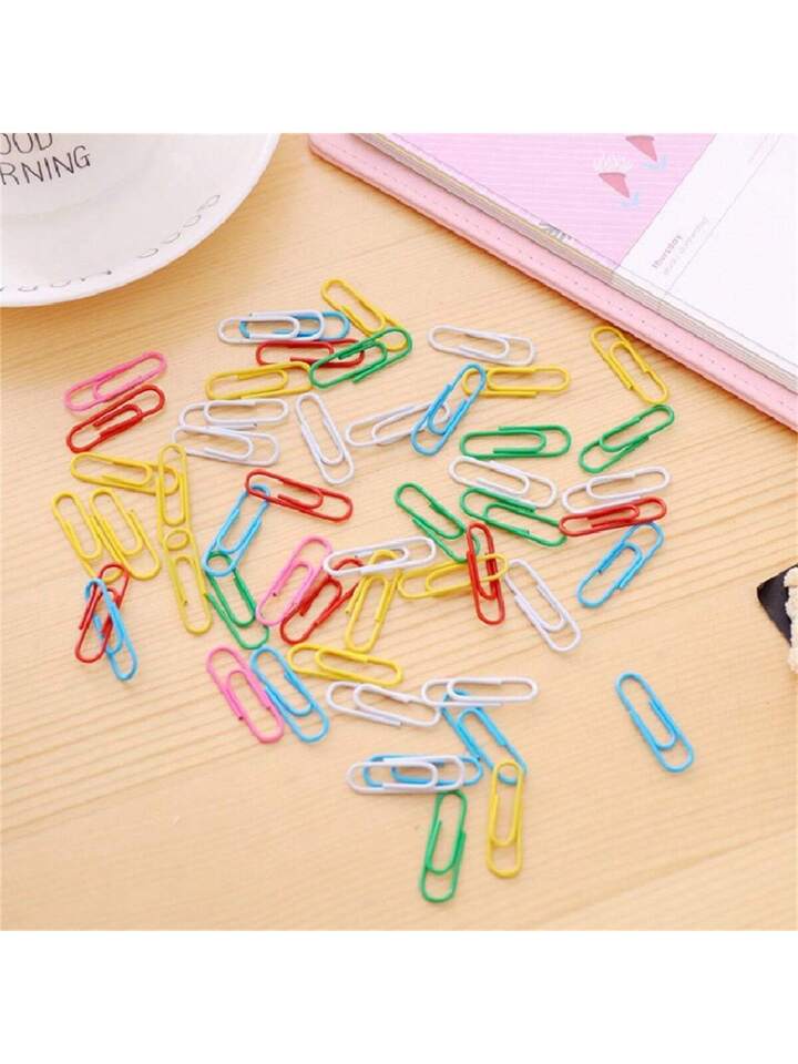 200pcs Assorted Color Paper Clips In Jar