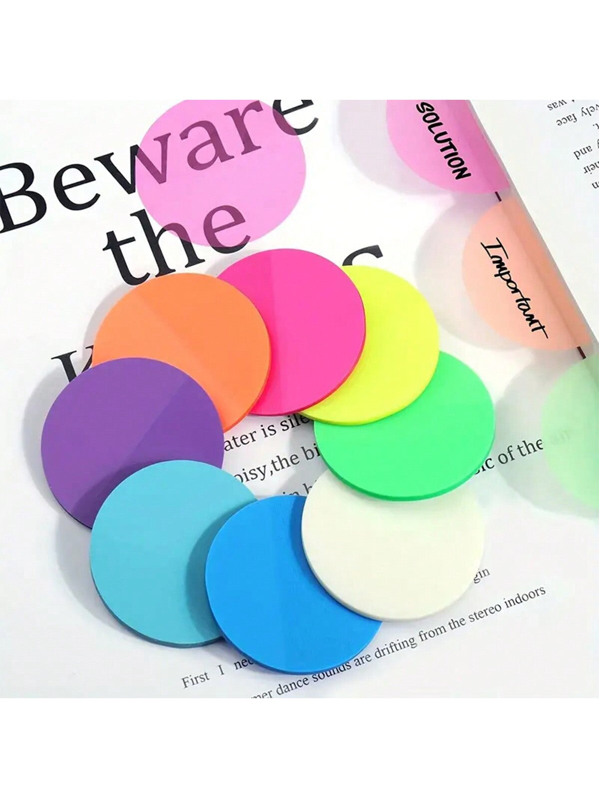 160pcs 8 Colors Round Transparent Sticky Notes For Writing, Cute Semi-transparent Bookmarks, Indexed Tabs, Diary Labels, Textbook Labels, Study & Office Supplies