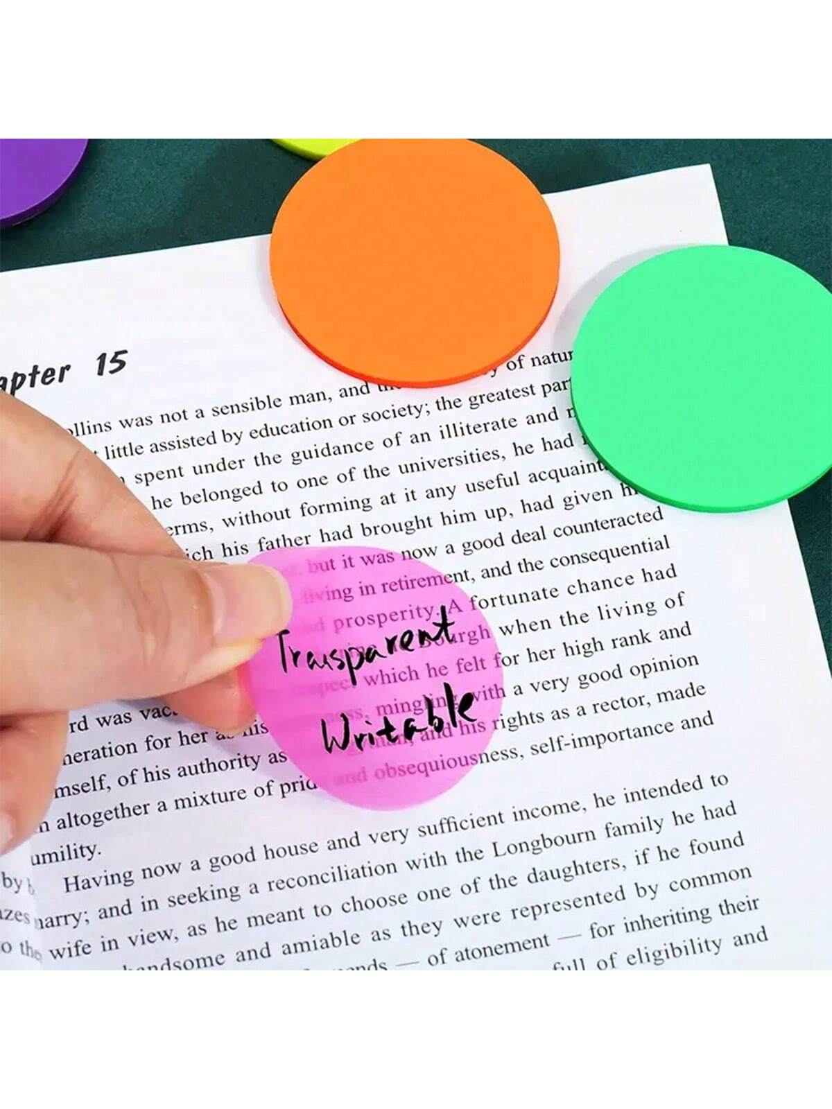 160pcs 8 Colors Round Transparent Sticky Notes For Writing, Cute Semi-transparent Bookmarks, Indexed Tabs, Diary Labels, Textbook Labels, Study & Office Supplies