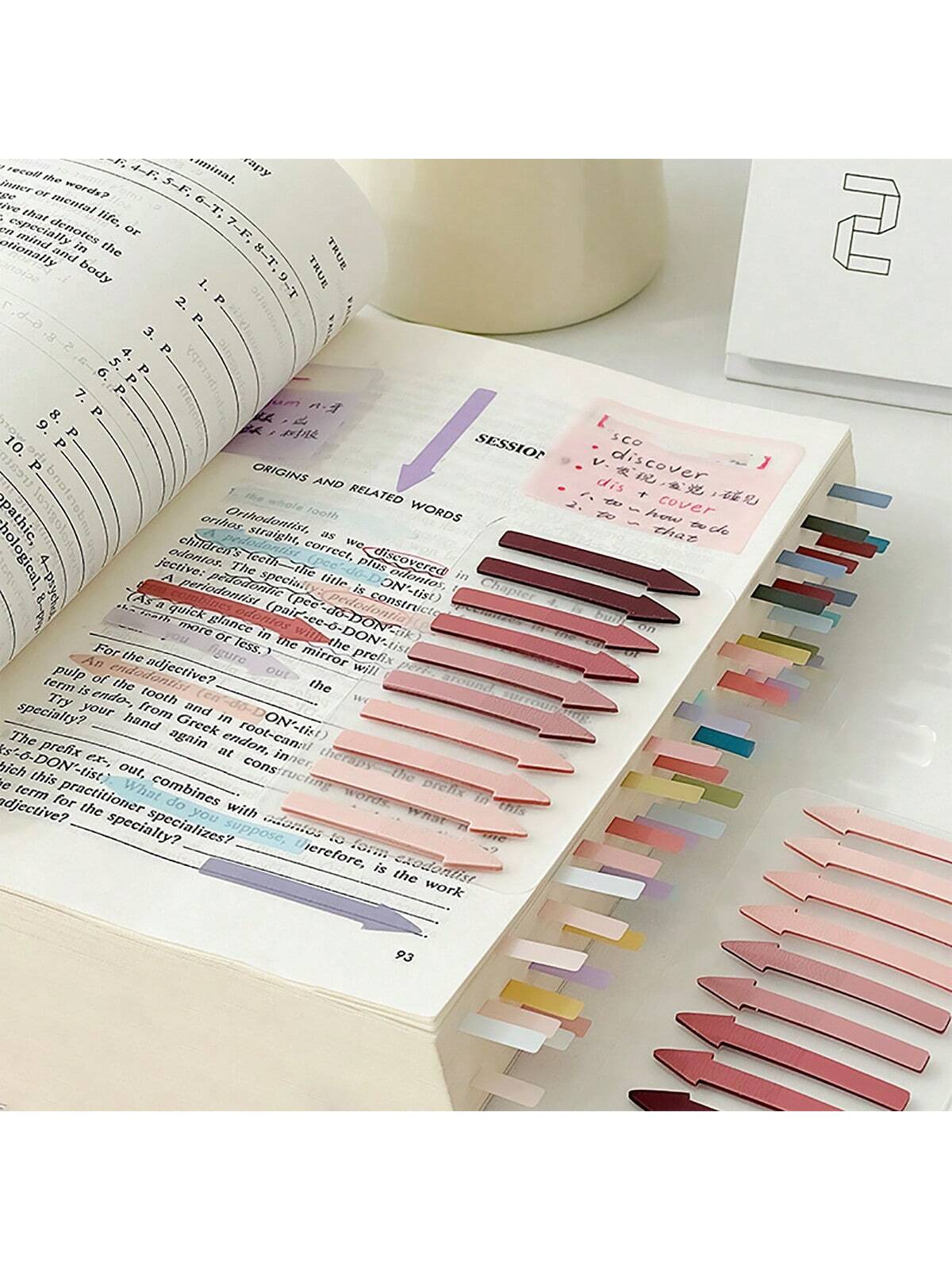 1pc Gradient Arrow Index Sticky Note Set (200 Sheets), Colorful Highlighter Tabs For Student’s Notebook & Planner