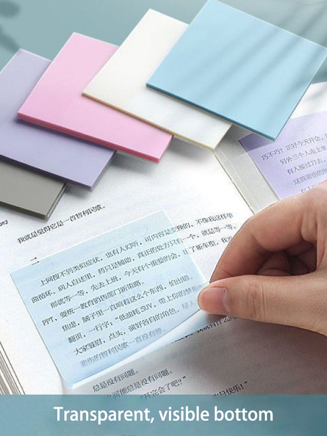 2 Packs 100 Sheets Colored Transparent Sticky Notes For Office, School, And Study, Morandi Color Square Memo Pad