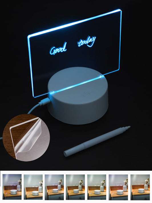 Touch Dimming 12-color Changing Acrylic Message Board With Erasable Transparent Writing Surface For Home, Office, Memo Reminder, Desk