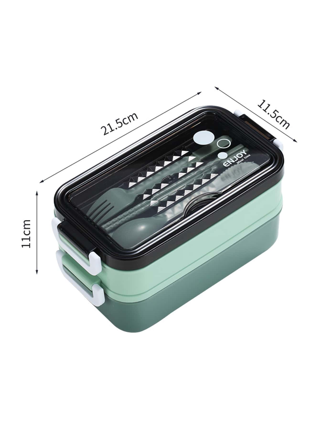 1pc Stainless Steel Lunch Box, Large-capacity Double-layer Insulated Lunch Box With Cutlery, Compartment Bento Box, For Teenagers And Workers At School, Classroom, Canteen, Back To School, Portable Lunch Box, Home Kitchen Supplies(Green)