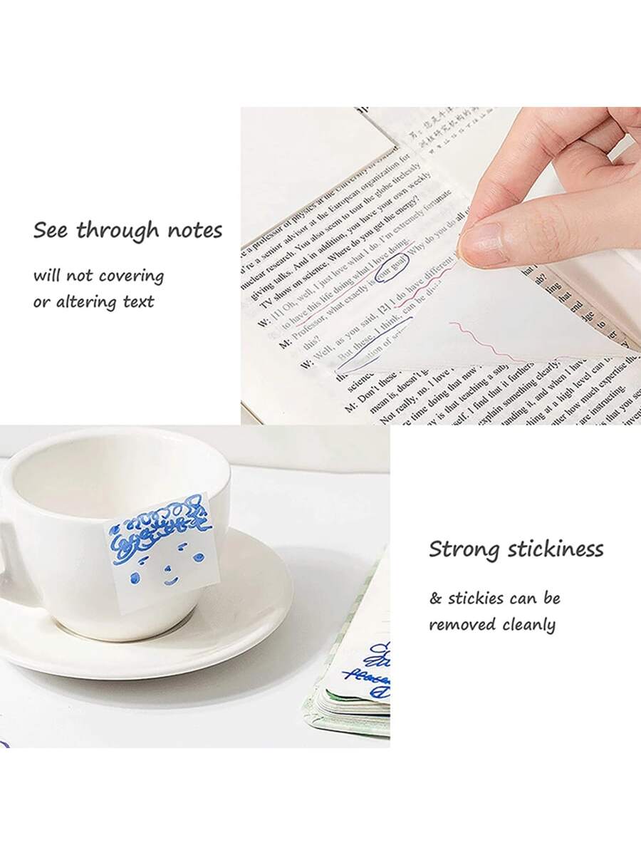 3inch*3inch 50 Sheets/Set Transparent Sticky Waterproof Notes With Stickers Daily To Do List Memo Notepad Paper for School Office Stationery