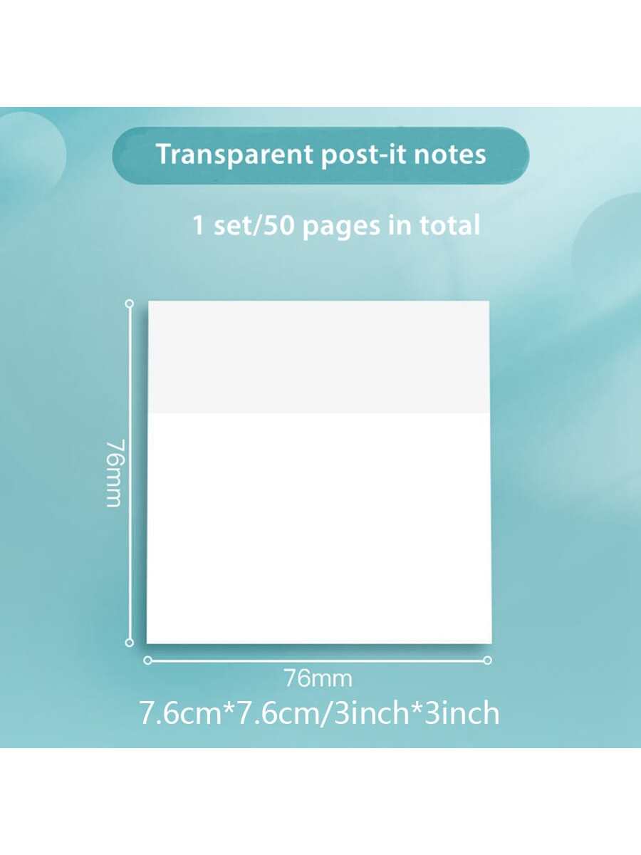 3inch*3inch 50 Sheets/Set Transparent Sticky Waterproof Notes With Stickers Daily To Do List Memo Notepad Paper for School Office Stationery