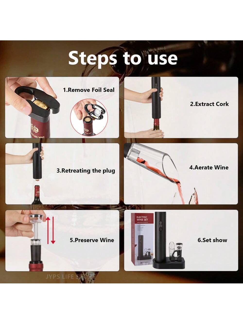 Automatic Electric Wine Opener Set with Foil Cutter - Perfect for Parties and Wine Lovers - Kitchen Accessories Gift