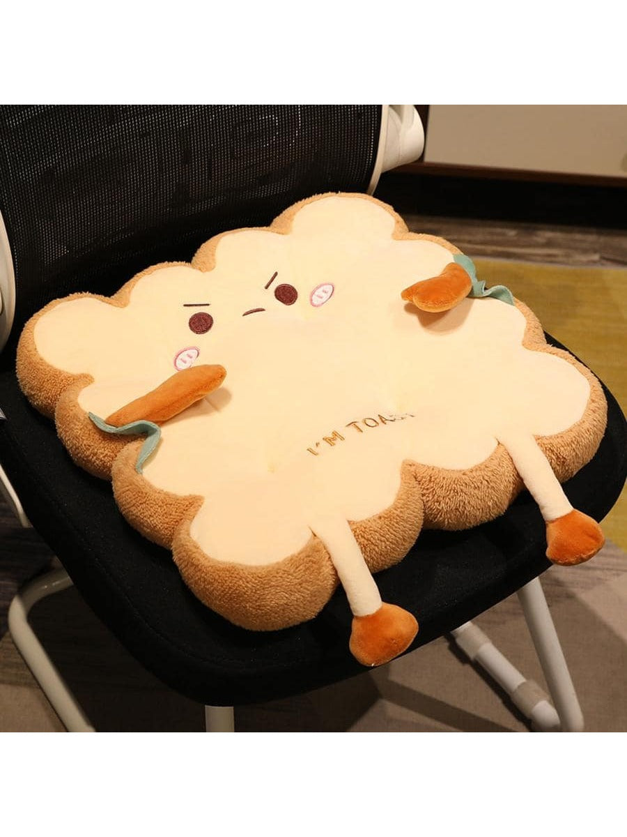 1pc Cartoon Bread Design Chair Seat Cover, Cartoon Polyester Stretchy Dining Chair Seat Cover For Home