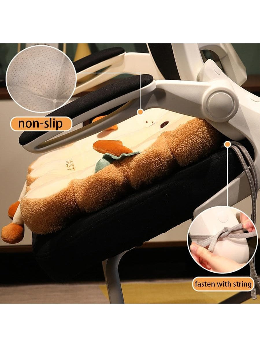 1pc Cartoon Bread Design Chair Seat Cover, Cartoon Polyester Stretchy Dining Chair Seat Cover For Home