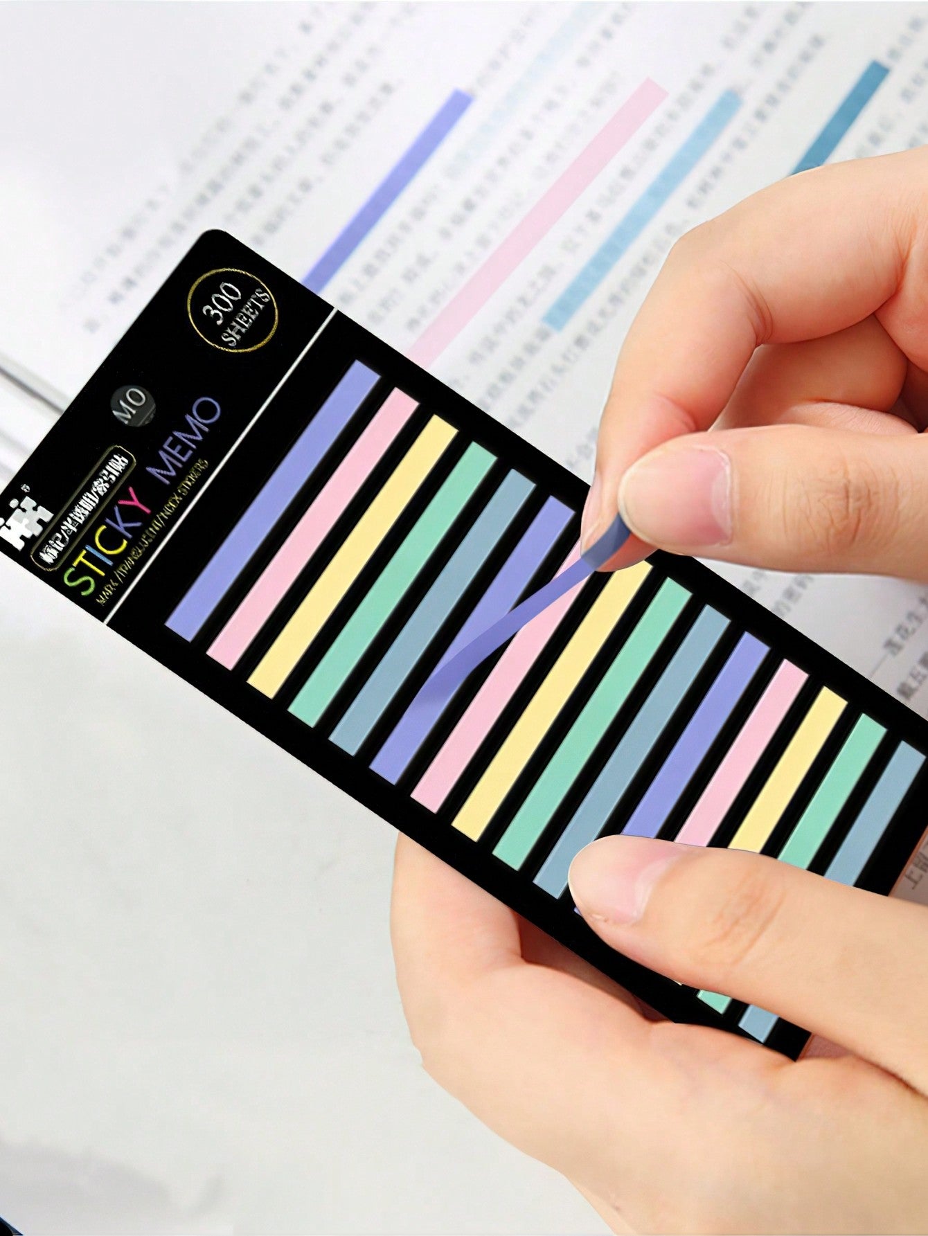 Translucent Index Sticks 300 Sheets Multi Colors Extra Slim Sticky Notes Memo Pad Self Adhesive Label Mark