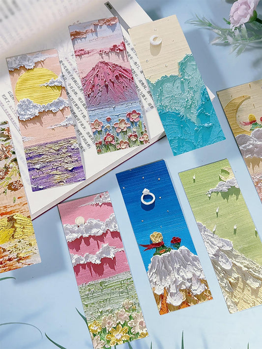 32pcs Oil Painting Pattern Bookmark, Simple Portable Book Marker For Reading Book