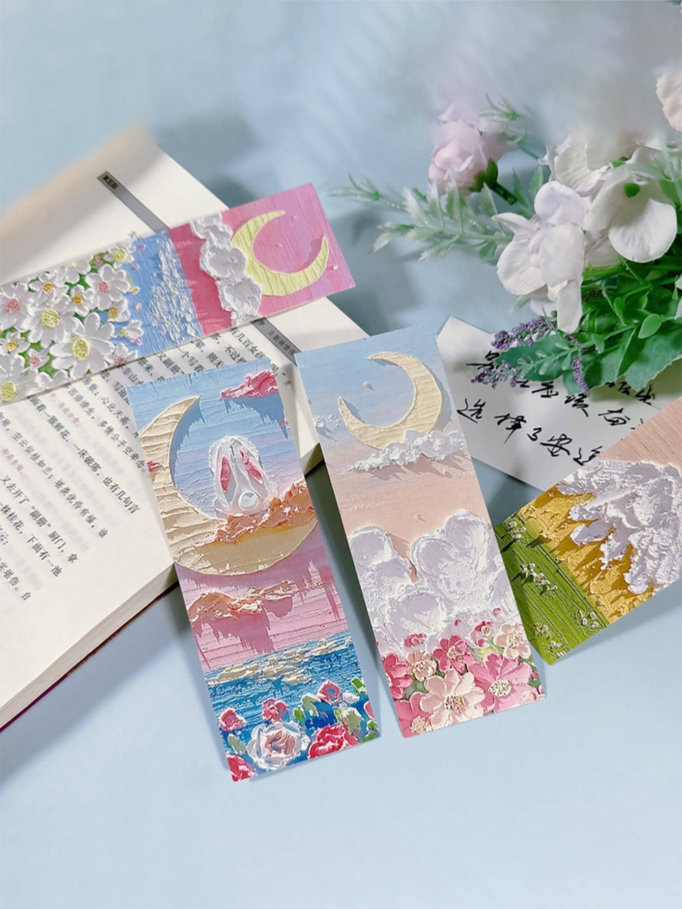 32pcs Oil Painting Pattern Bookmark, Simple Portable Book Marker For Reading Book