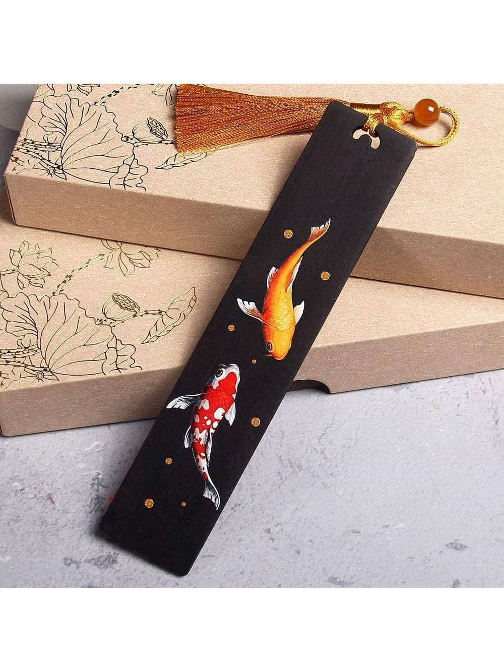 Chinese Style Wooden Color Painted Bookmark Retro Carving Ebony Book Clip Pagination Mark Creative Students Gift Learning Stationery School Office Supplies