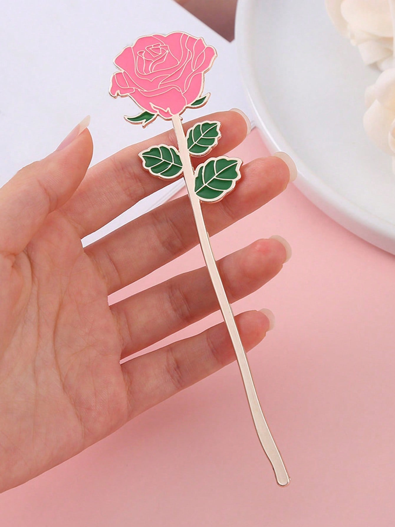 1pc Flower Shaped Bookmark, Creative Portable Page Marker For Book Reading