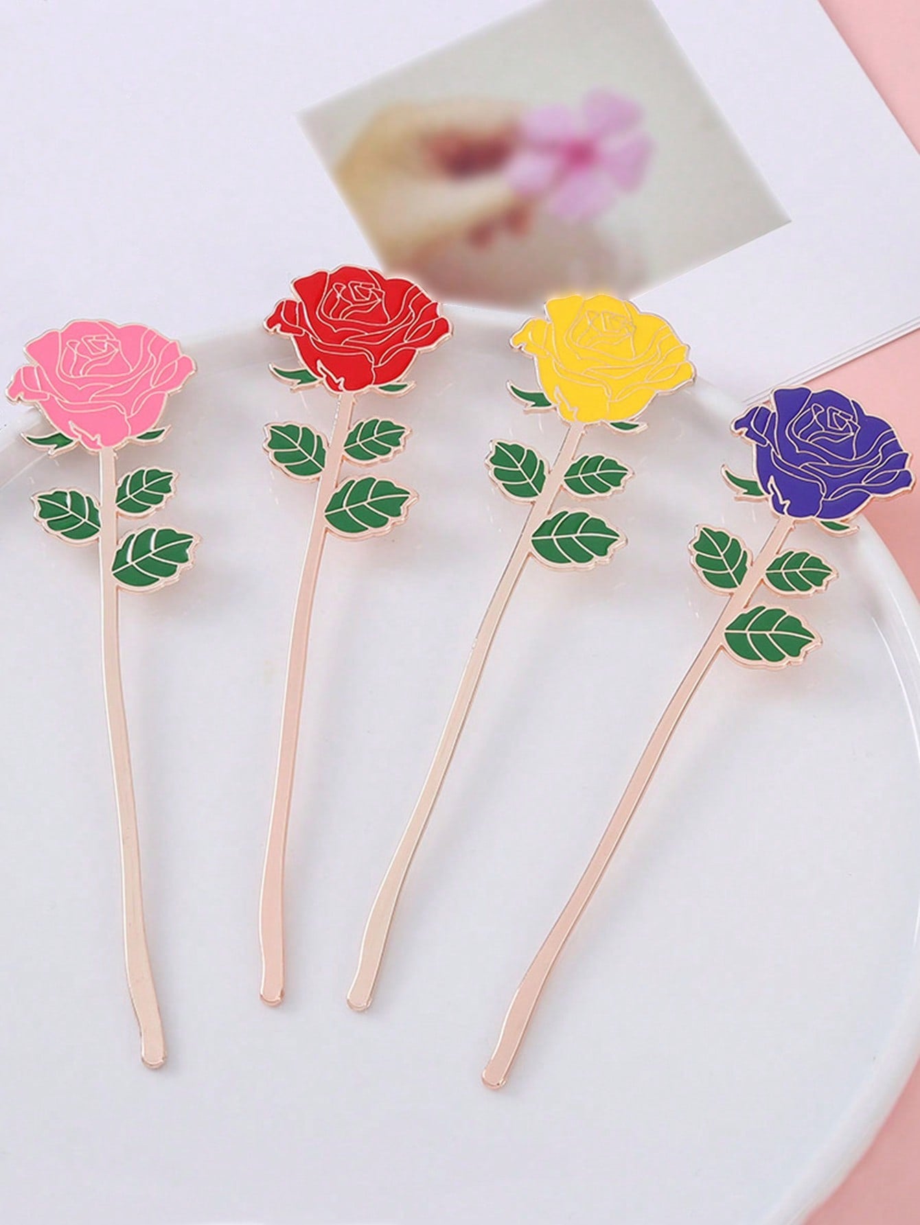 1pc Flower Shaped Bookmark, Creative Portable Page Marker For Book Reading