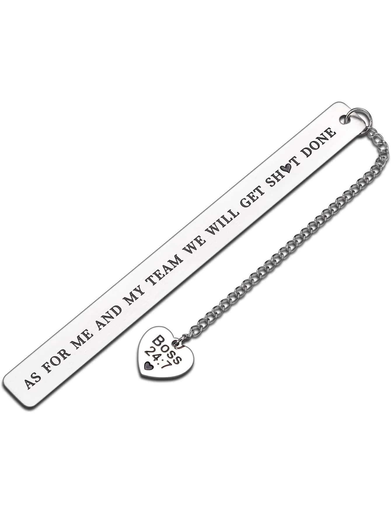 1pc Stainless Steel Bookmark With Silver Boss Pendant, For Colleagues, Bosses, Superiors