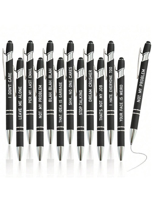 12 Pieces Black Funny Pens