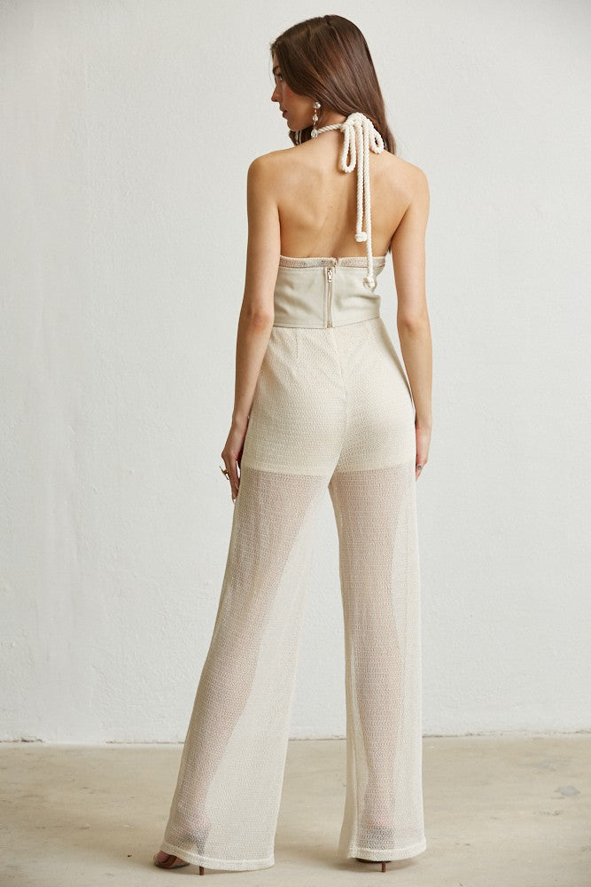 TEXTURED KNIT JUMPSUIT & CORSET SET