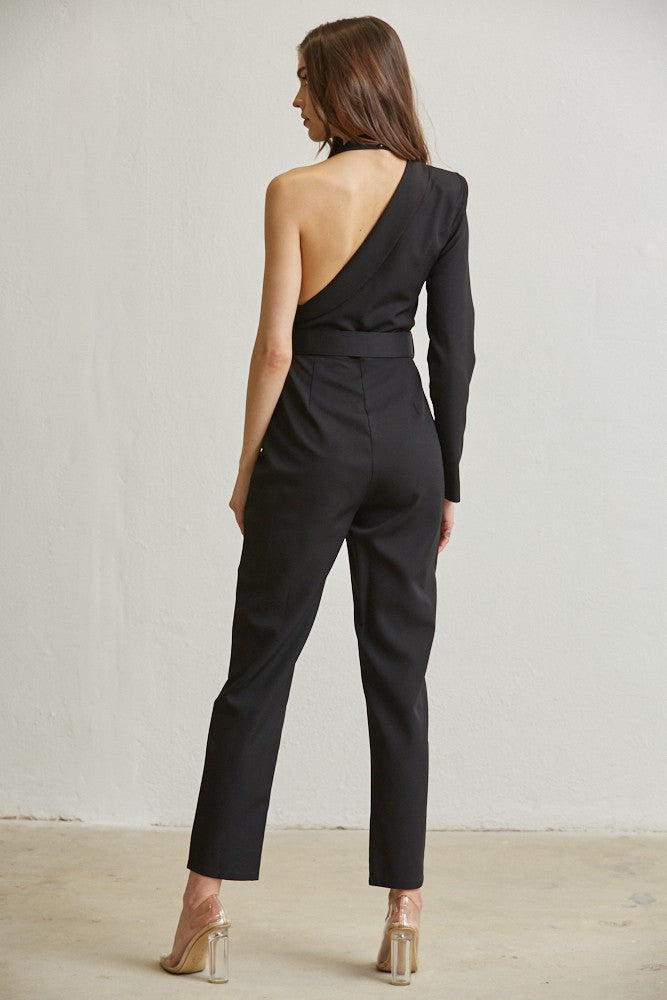 ONE-SHOULDER BLAZER JUMPSUIT SET