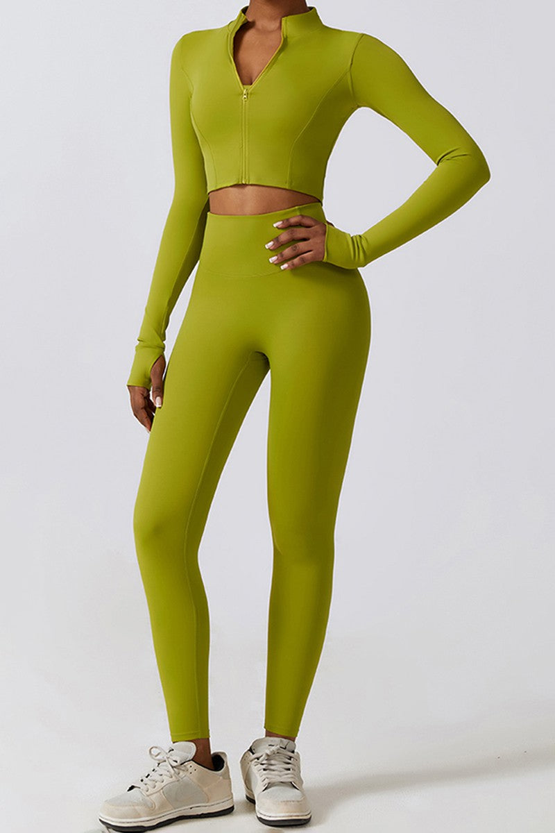 High waist elastic yoga three-piece set (W/Jacket)