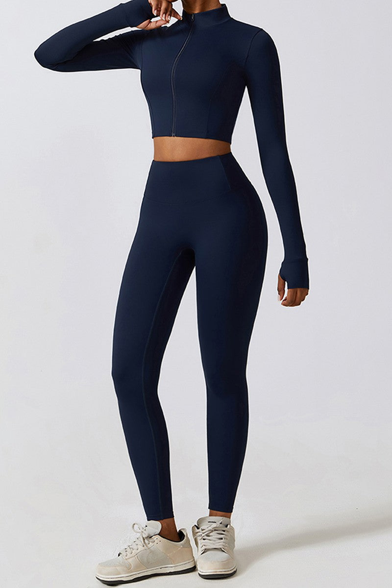 High waist elastic yoga three-piece set (W/Jacket)