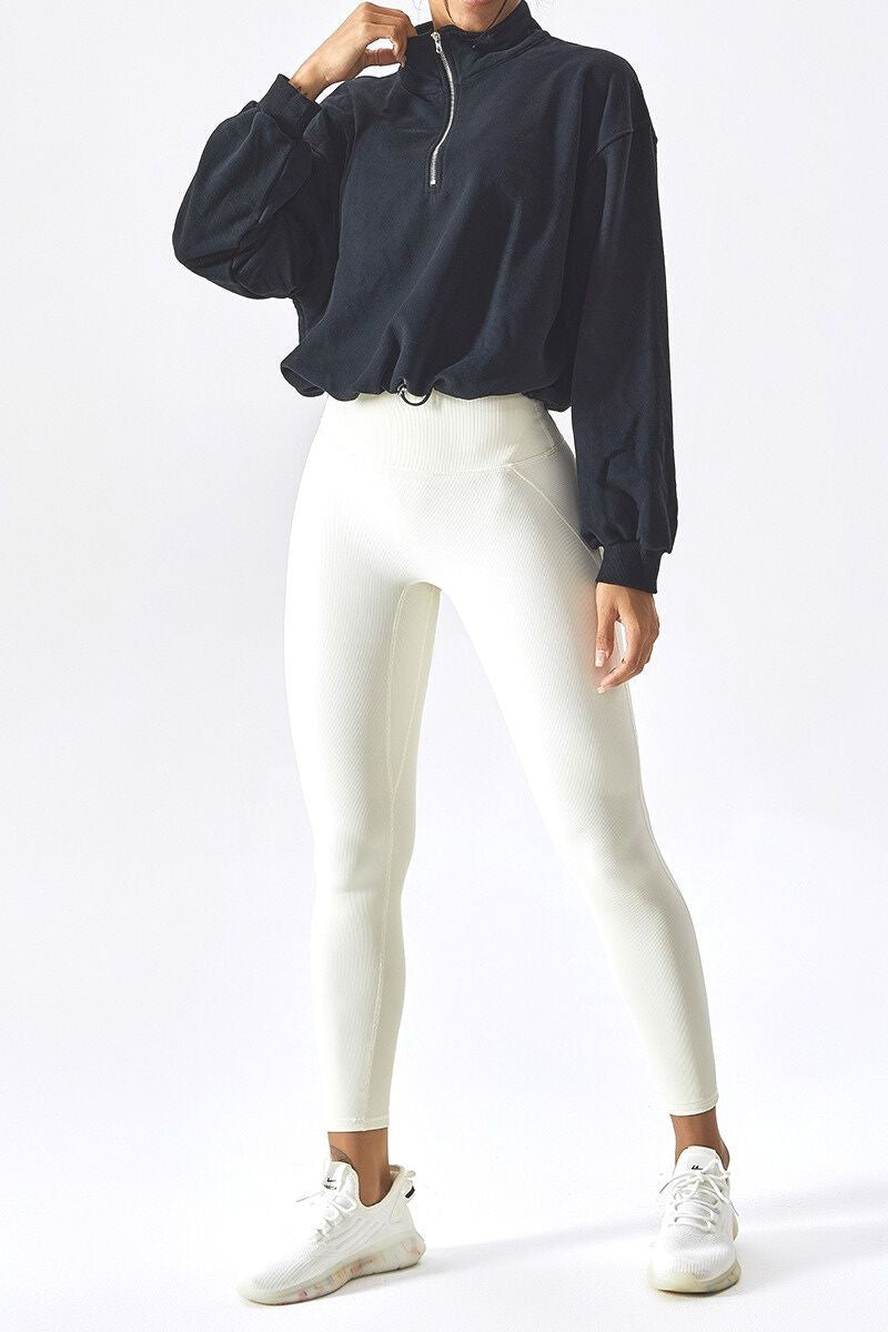 half zip long sleeve jacket & Leggings 2-piece set