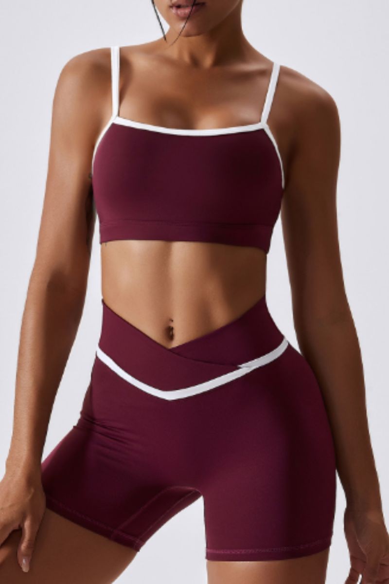 Thin suspender sports high-waist 2-piece set