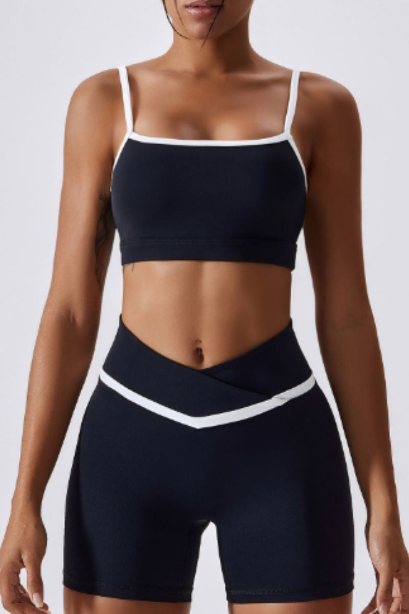 Thin suspender sports high-waist 2-piece set