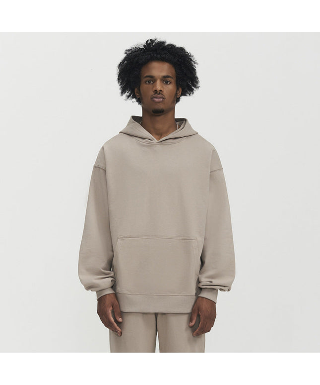 THICKENED SOLID COLOR HOODED SWEATSHIRT