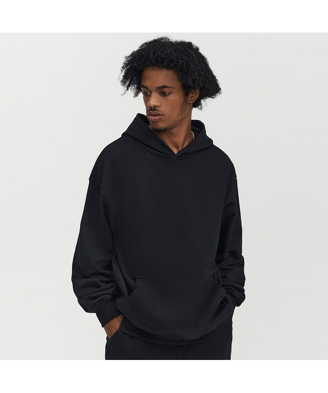 THICKENED SOLID COLOR HOODED SWEATSHIRT