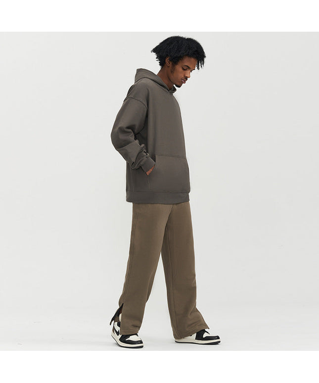 THICKENED SOLID COLOR HOODED SWEATSHIRT