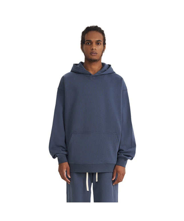THICKENED SOLID COLOR HOODED SWEATSHIRT