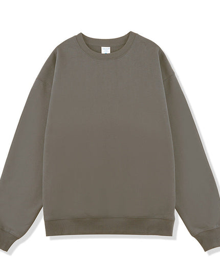 SOLID COLOR VELVET CREW NECK SWEATSHIRT