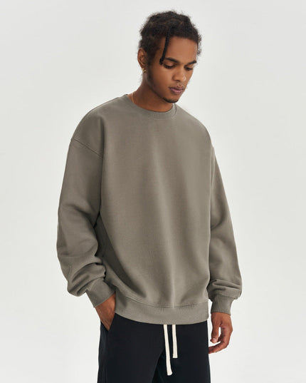 SOLID COLOR VELVET CREW NECK SWEATSHIRT