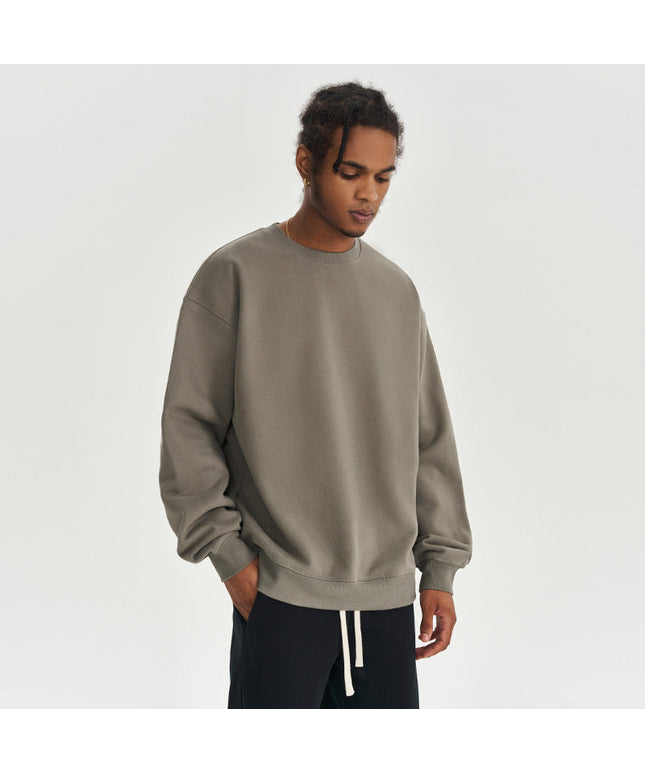 SOLID COLOR VELVET CREW NECK SWEATSHIRT