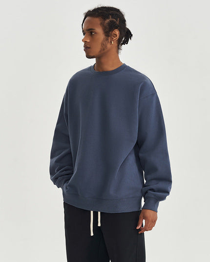 SOLID COLOR VELVET CREW NECK SWEATSHIRT