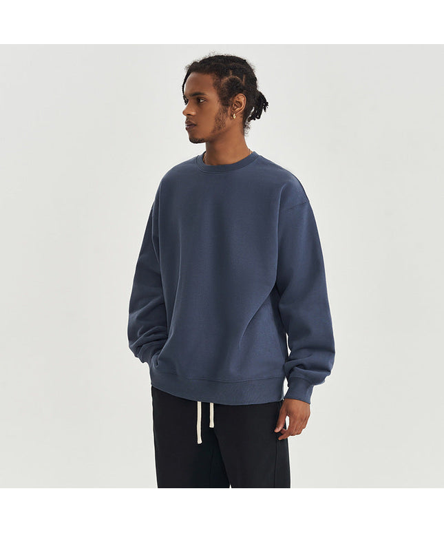 SOLID COLOR VELVET CREW NECK SWEATSHIRT
