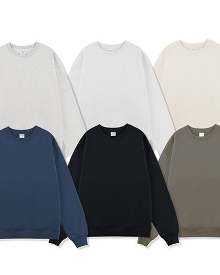 SOLID COLOR VELVET CREW NECK SWEATSHIRT